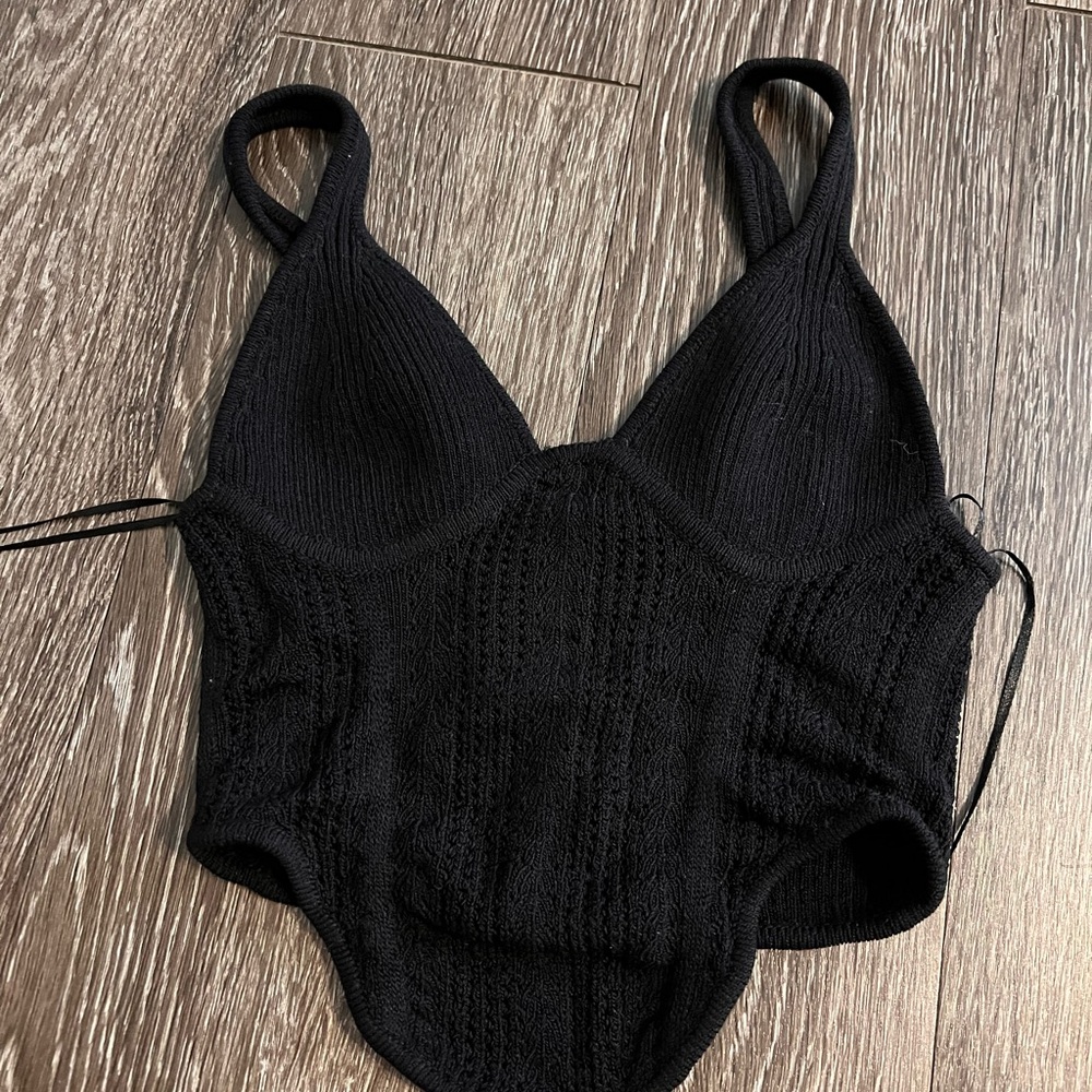 Garage Black Knit Crop Top